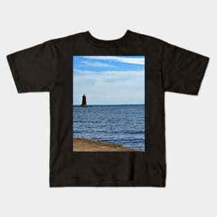 Manistique Pierhead Lighthouse on Lake Michigan Kids T-Shirt